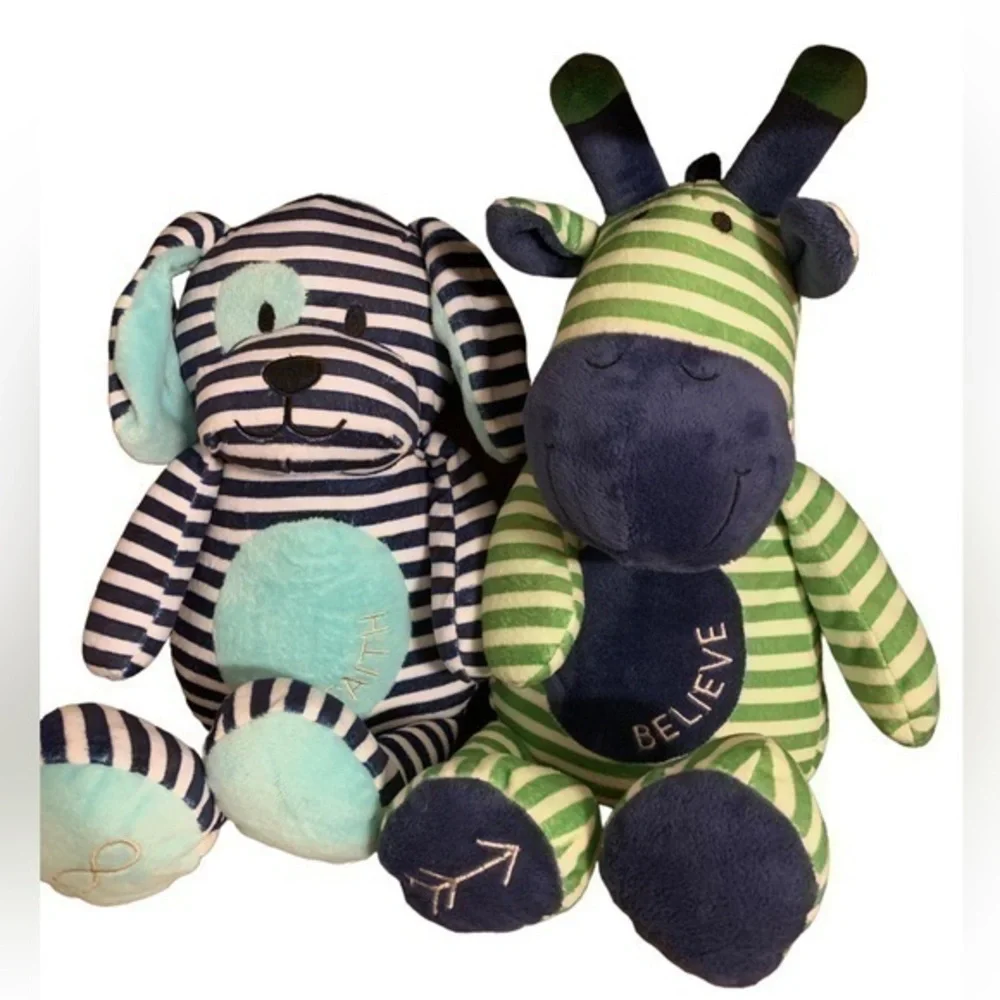 Bello Tunno Poetic Plush Striped Giraffe and Puppy Stuffed Animal Set Loveys